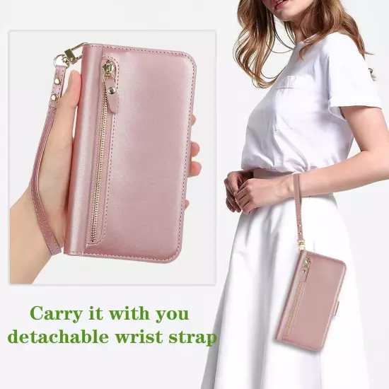 Compatible with iPhone 15 Pro Max Wallet Case for Women Men RFID Blocking PU