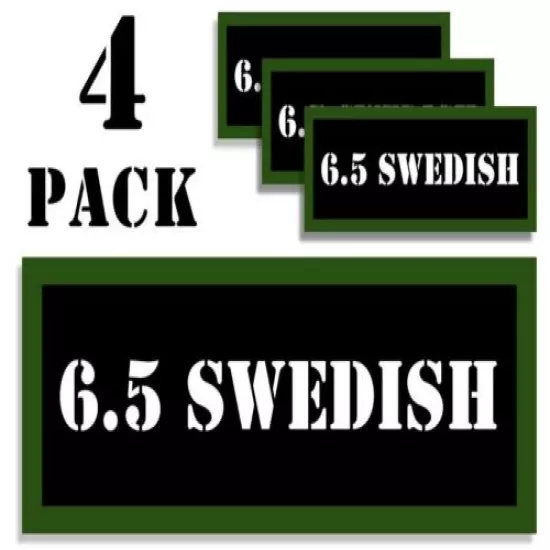 6.5 Swedish Ammo Can LABELS STICKERS DECALS for Ammunition Cases 3"x1.15" 4pack