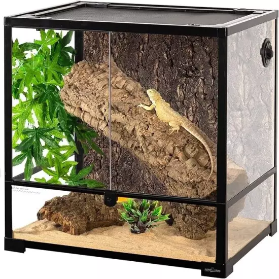 REPTI ZOO Reptile Glass Terrarium, 24” x 18" x 24" Front Opening Terrarium