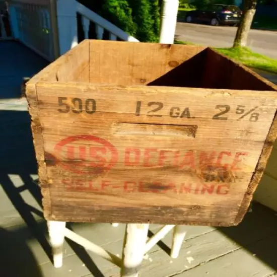 Antique Wooden Ammo Box " US Shot-Shells" US Defiance US Cartridge Co.12g.