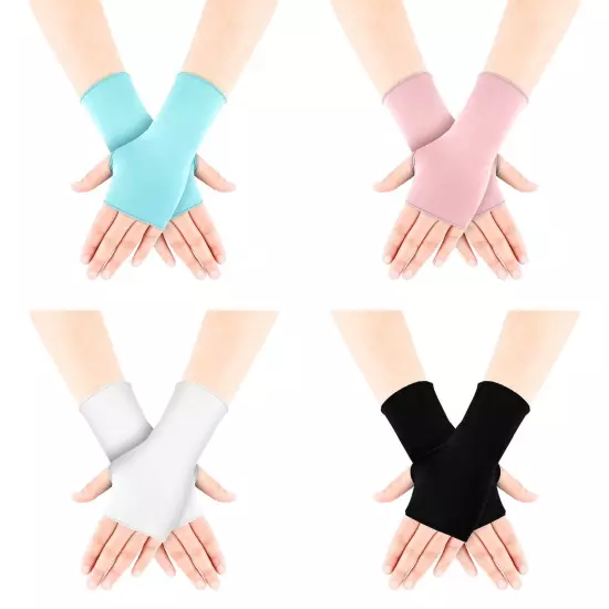 UV Protection Gloves Wrist Length Sun Block Driving Gloves Fingerless Glove