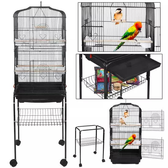 Multiple Sizes Rolling Bird Cage for Small Parrot Cockatiel Parakeet Cage Play