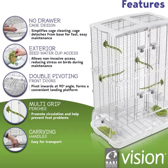 Vision M02 Wire Bird Cage, Home for Parakeets, Finches and Medium 