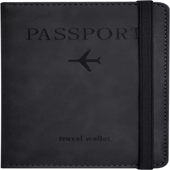 Leather RFID Blocking TravelPassport Holder Cover Passport Wallet with card Case