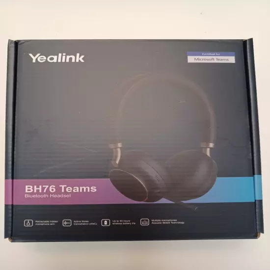 New Yealink BH76 Teams Bluetooth Headset Mic Certified ANC USB A Black - $169