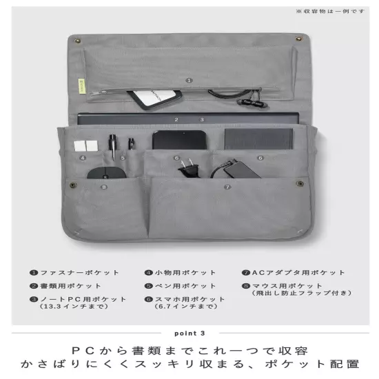 KOKUYO Bag-in-bag PC bag 13.3/14.0 inches A4 horizontal BIZRACK Ash Gray