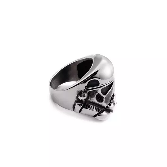 Storm Trooper Warrior Helmet Ring Stainless Steel War Robot Biker Punk Men Ring