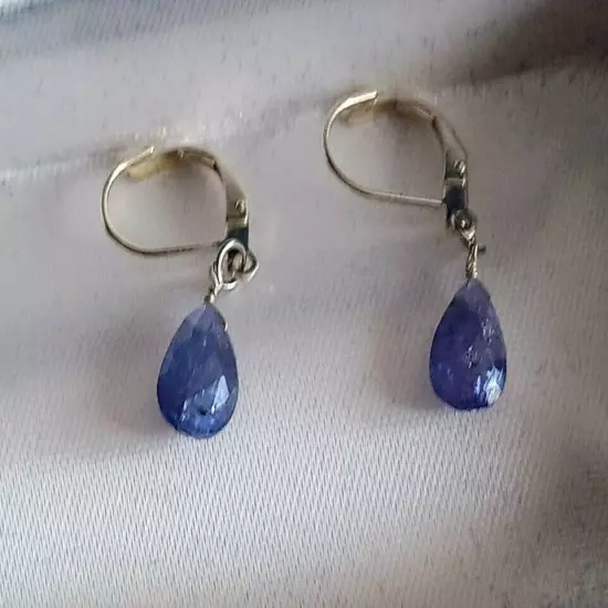 Amethyst Faceted Briolette Leverback Earrings. L 3/8” x W .25”