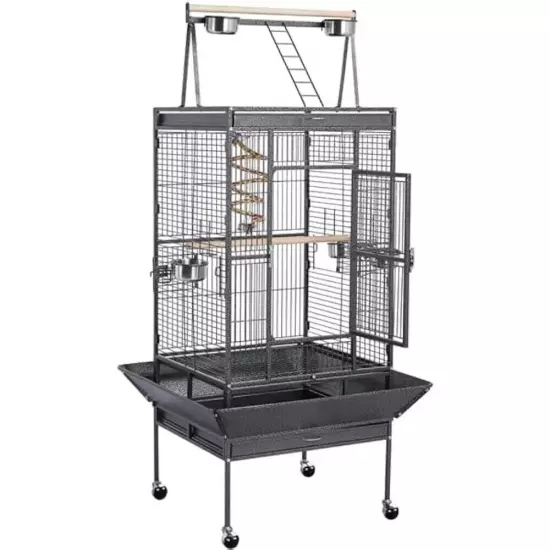 Wrought Iron Rolling Large Parrot Bird Cage for Cages & Hummingbird Aves