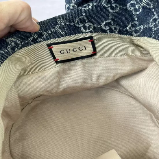 Gucci Eco Washed Gg Denim Wide Brim Hat Large