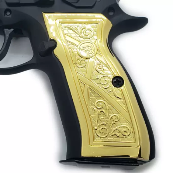 Custom Grips for CZ 75 Full Size 75B BD SP-01 TriStar P120 T120 Metal Gold