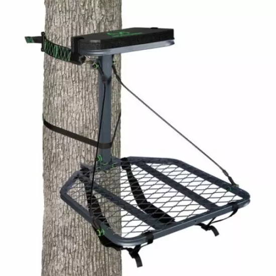 Realtree Hang-on Hunting Tree Stand Flip-Up Seat Backpack Straps Safety Harness