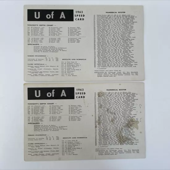 2 1960s Arizona State Univ VS U OF A / Wichita Football Programs Walt Ditzen Art