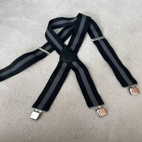 Carhartt Suspenders Black 2" Wide Clip On Adjustable Stretch Utility Heavy Duty