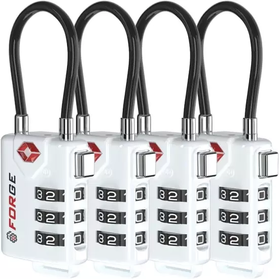 TSA Approved Cable Luggage Locks Re-settable Combination with Alloy Body 4 locks