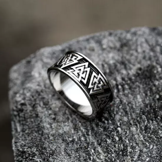 Vintage Three Overlapping Triangle Ring Stainless Steel Viking Wedding Band Ring