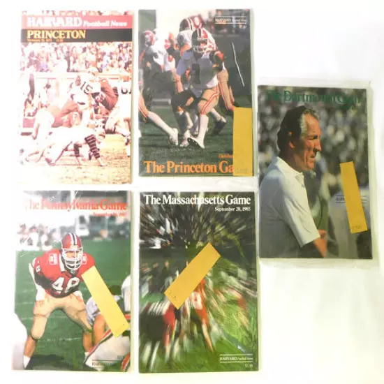 Lot of (5) Different 1973 to 1985 Harvard College Football Programs