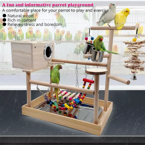 Parrots Playstand Birds Perch Stand Play Gym Cockatiel Playpen with Chewing Toys