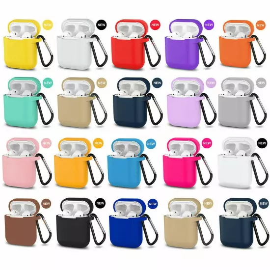 For Apple AirPods Case 1/2 Silicone Protector Shockproof Full Cover + Keychain