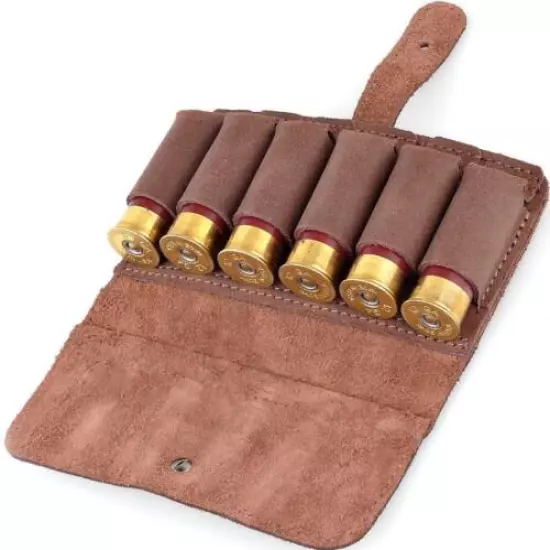 Tactical Pouch Hunting Buttstock Shotgun Shell Military Ammo Holder 6 12GA Brown