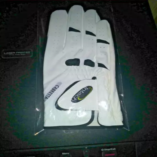 Intech Cabretta Golf Glove Men's Right Large Handed Glove White & Black - New 