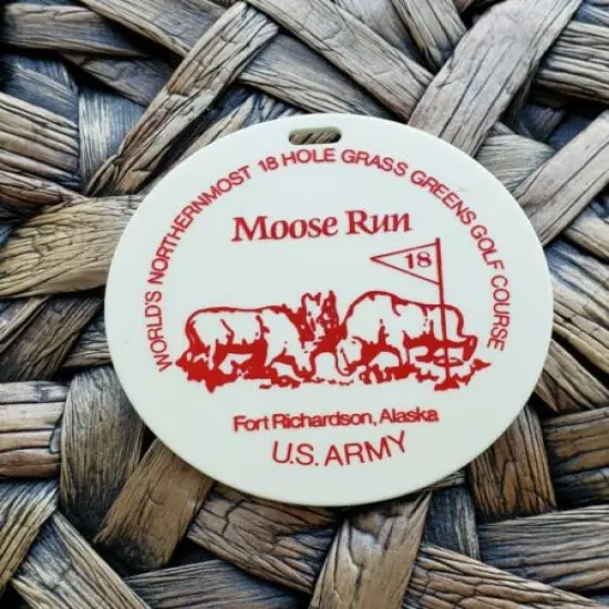 Rare Vintage Alaska Moose Run US Army Forth Richardson Golf Bag Tag Collectible 