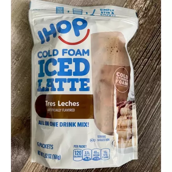 IHOP Cold Foam Iced Latte Tres Leche 6 Pack All In One Drink Mix June 2024