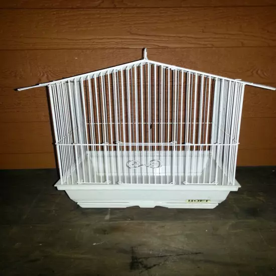 WHITE METAL MEDIUM BIRD CAGE AND REMOVAL TRAY FOR CLEANING - Hoet