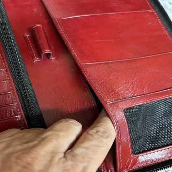 Large Leather Passport & Document Travel Wallet RED By Scully