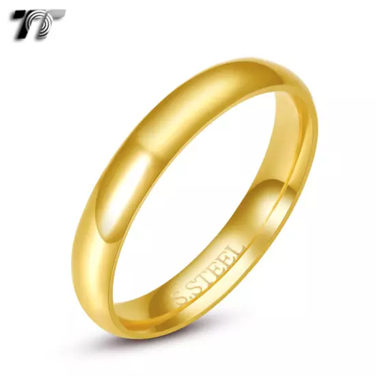 TT 2-10mm Width Gold Stainless Steel Wedding Band Ring Size 2-15 (R03J)2024 NEW