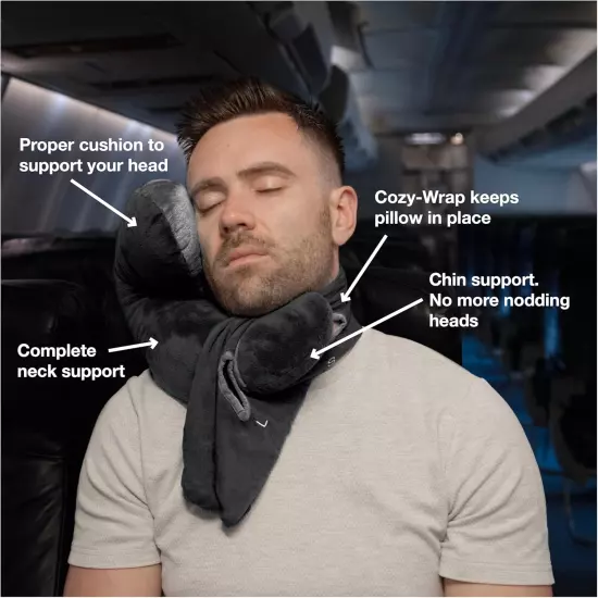 Travel Pillow plus Wrap. Chin Supporting Travel Pillow for Airplane Sleeping - F