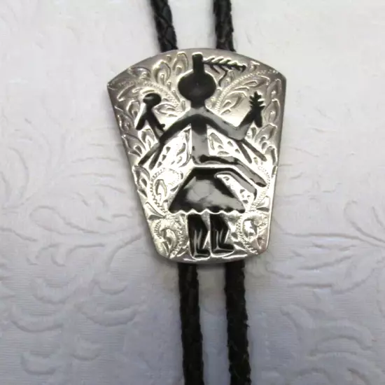 Mens Western Native American Bolo Lariat Silvertone Tie Accessories Metal Adjust