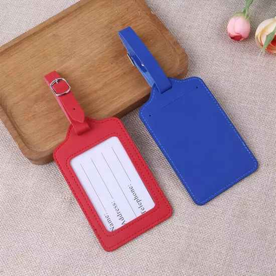 PU Luggage Tag Suitcase Bag Name Address ID Label Office DIY Work Card Supplies