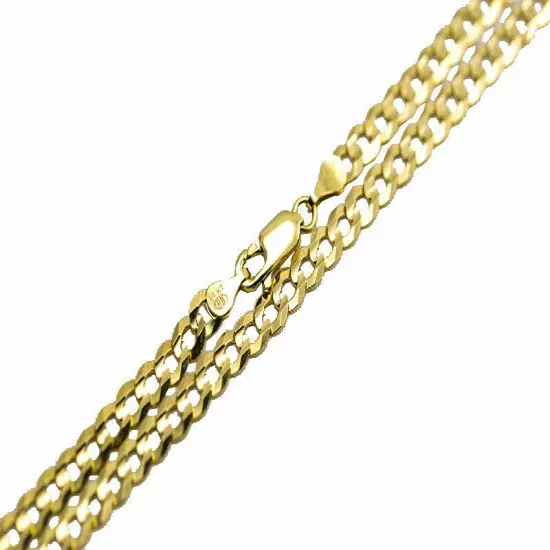 14k Solid Yellow Gold Cuban Link 3.5mm-12mm Chain Necklace Bracelet 7"-30"