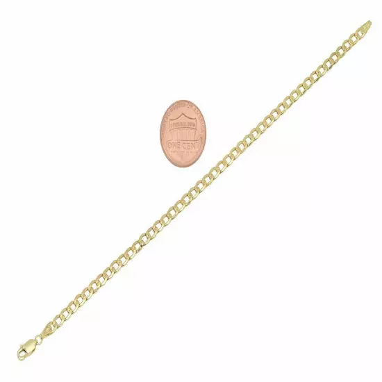 14K Yellow Gold 2-7.5mm Curb Cuban Chain Link Necklace Bracelet Sz 7"-30" Hollow