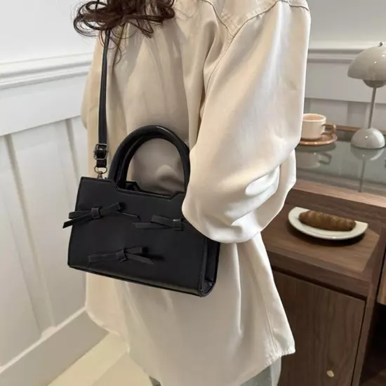 Women Bow Shoulder Bag PU Leather Crossbody Bag Tote Purse With Bow NEW Hot