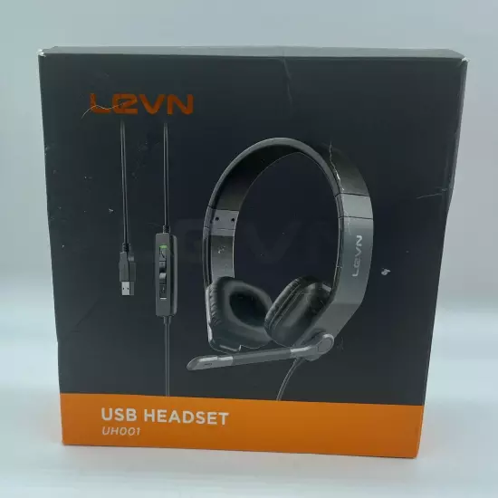 LEVN USBHeadset With Microphone Noise Cancelling In-line Controls & Mute UH001