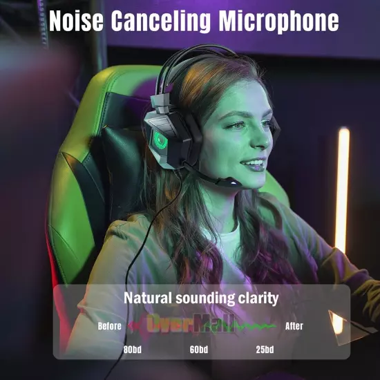 3.5mm Gamer Gaming Headset Surround Sound with Noise Canceling Mic LED RGB Light