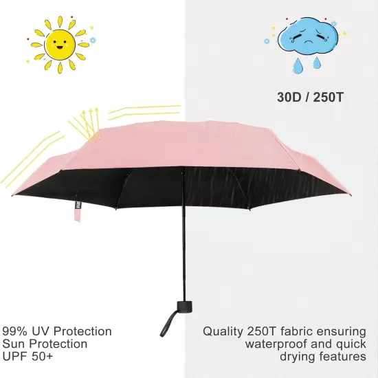 Yoobure Small Mini Umbrella with Case Light Compact Design Perfect for Travel