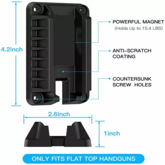  Concealed Gun Magnet Mount for Glock 19X G19 G17 - Under Desk or Dresser!