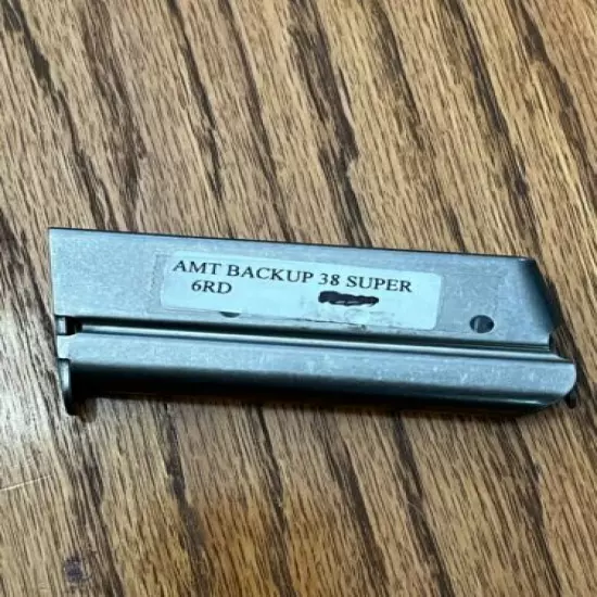 AMT BACKUP .38 SUPER 6 ROUND STAINLESS STEEL MAGAZINE