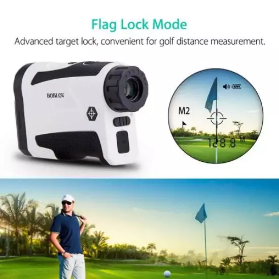 BOBLOV 6X 650Yards Golf Laser Range Finder With Flag-Lock + Club Brush + Bag !