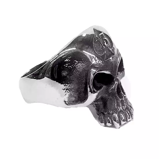 Stainless Steel Men’s Biker Style Ring Size 14 Skull 13 Clubs Card 10+ Grams