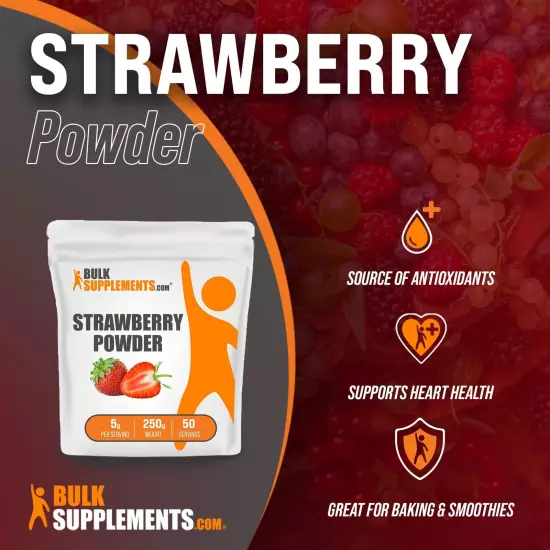 BulkSupplements.com Organic Strawberry Powder - Strawberry Flavor Powder - Su...