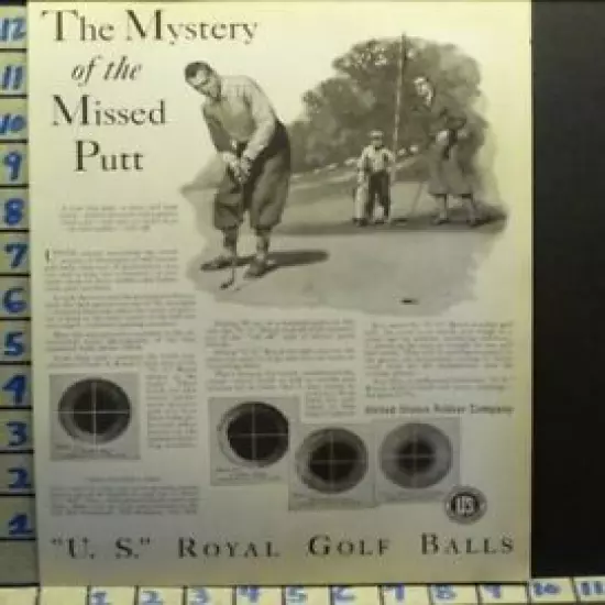 1928 US ROYAL GOLF CLUB BALL RUBBER CADDIE CARTOON SPORT VINTAGE AD I07