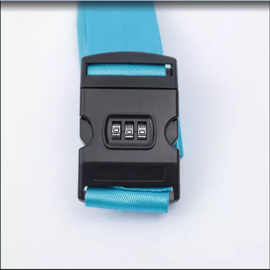 Travel Suitcase Belt Luggage Cross Straps with Combination Lock Non-Slip Blue 