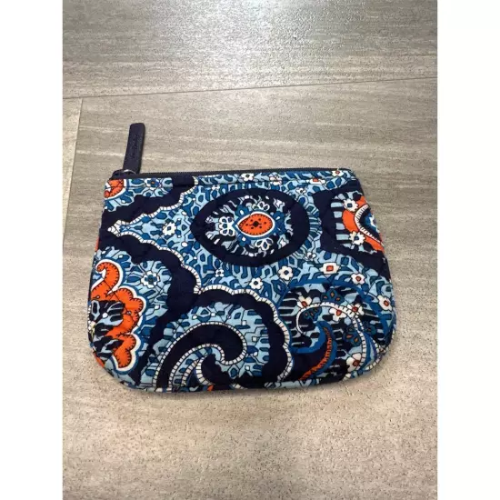 Vera Bradley Blue and Orange Paisley Small Zipper Pouch Retired