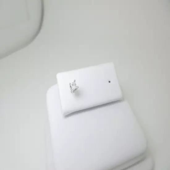 Mens Diamond Stud Earring Single White Gold Natural Princess 2.5mm 14k Solid 