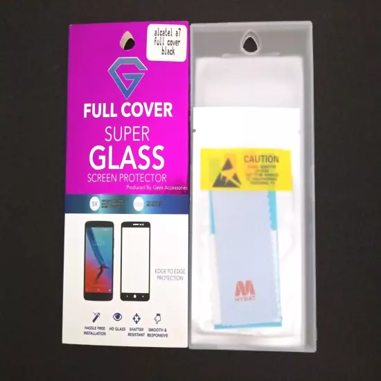 Alcatel 7 HD Glass 5X Impact Full Cover Screen Protector Black Edge Tempered A7