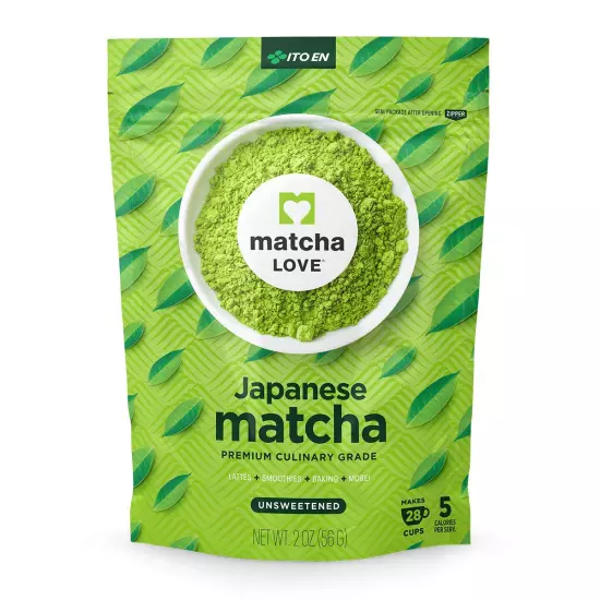 Premium Culinary Matcha Powder, Unsweetened, Resealable Pouch, 2Oz (Pack of 1)